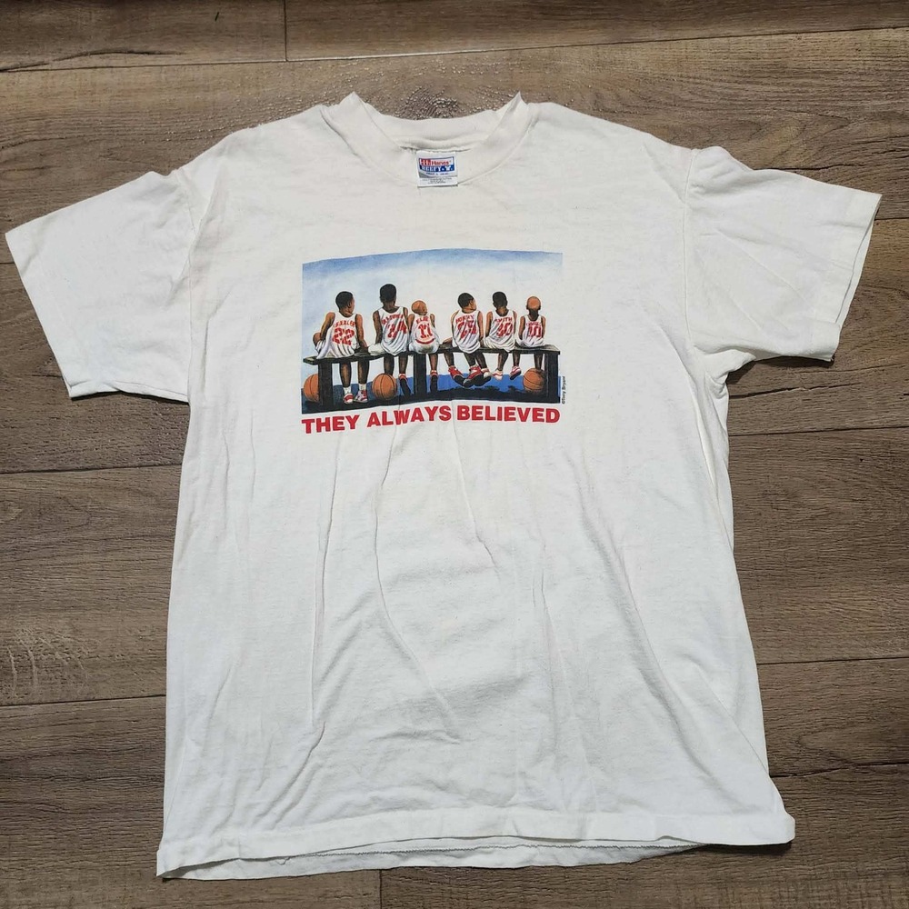 Vintage Hanes Beefy-T Houston Rockets They Always Believed Shirt White Large USA